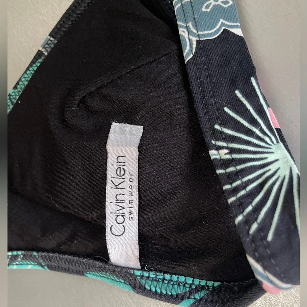 Calvin Klein  modern floral print black bikini S